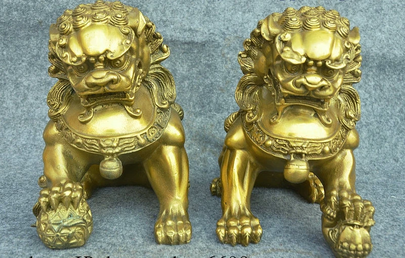 7" Chinese Pure Bronze FengShui Auspicious Foo Fu Dog Guardion Lion Statue Pair
7" Chinese Pure Bronze FengShui Auspicious Foo Fu Dog Guardion Lion Statue Pair