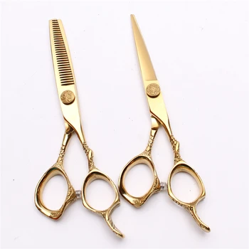 6" 17.5cm 440C Engraving Logo Gold Color Professional Hairdressing Scissors Thinning Scissors Cutting Shears Hair Scissors C9001
6" 17.5cm 440C Engraving Logo Gold Color Professional Hairdressing Scissors Thinning Scissors Cutting Shears Hair Scissors C9001