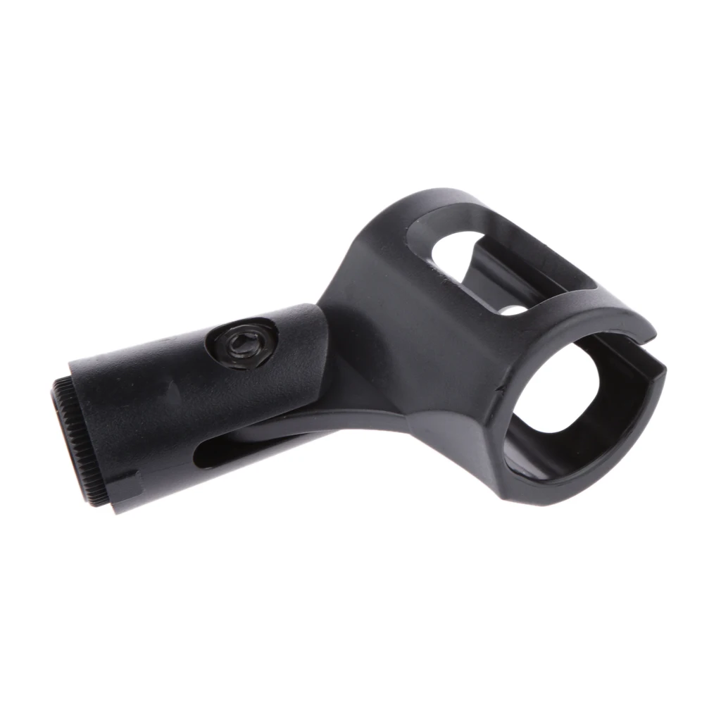 Black Plastic Wireless Microphone Holder Clip for Standard Wired Microphone Clip with flexible soft plastic construction