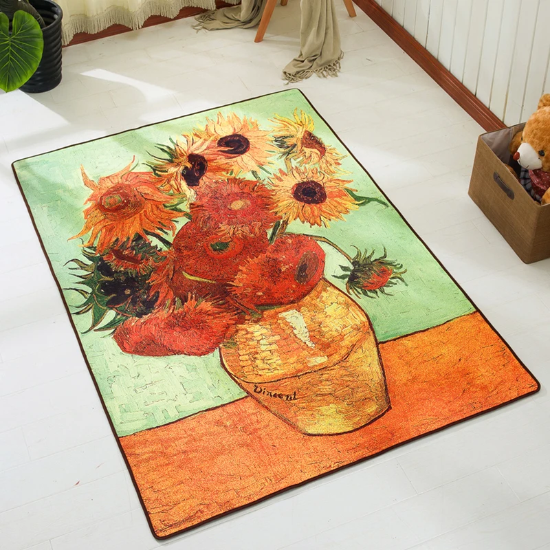 

Van Gogh Abstract Art Floor Mat Creative Modern Living Room Tea Table Sofa Bedroom Bedside Rectangle Carpet 140CM 200CM