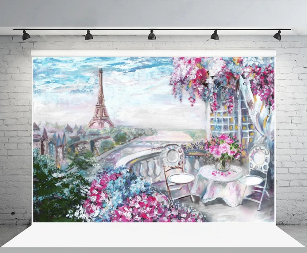 Laeacco Flowers Balcony Eiffel Tower Paris Oil Painting Photography Backdrop Vinyl Customs Photo Backgrounds For Photo Studio
Laeacco Flowers Balcony Eiffel Tower Paris Oil Painting Photography Backdrop Vinyl Customs Photo Backgrounds For Photo Studio