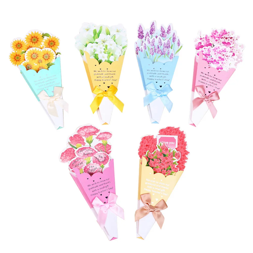 6pcs Greeting Card Creative Delicate Bouquet Exquiste Three Folds Wishes Card Blessing Card Thanks Card for Teachers
6pcs Greeting Card Creative Delicate Bouquet Exquiste Three Folds Wishes Card Blessing Card Thanks Card for Teachers