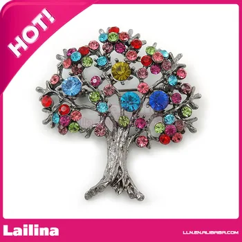 Hot Sale 100pcs/lot Multicoloured 'Tree Of Life' Brooch In Gun Metal Finish - 52mm Length 
Hot Sale 100pcs/lot Multicoloured 'Tree Of Life' Brooch In Gun Metal Finish - 52mm Length