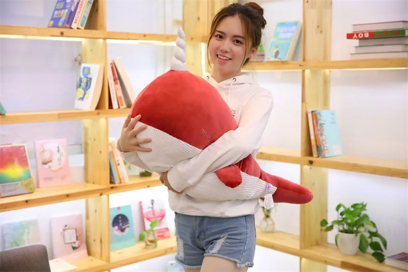 new narwhal whale doll fish plush toy cute girl sleeping pillows big soft shark dolphin dolls Korean cute dolls 31inch 80cm DY50312 (4)