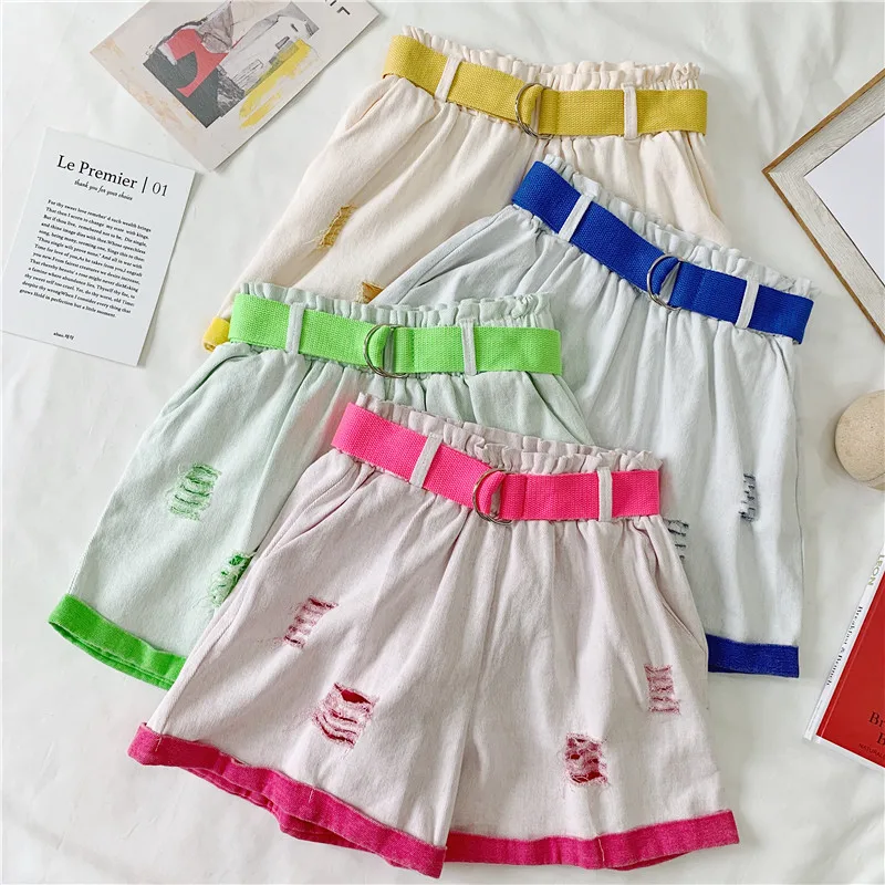 New Summer Denim Shorts Cotton Women 2019 Harajuku Sweet Candy Color Shorts Loose Vintage Hole Denim Hot Pants Female + Belt
New Summer Denim Shorts Cotton Women 2019 Harajuku Sweet Candy Color Shorts Loose Vintage Hole Denim Hot Pants Female + Belt