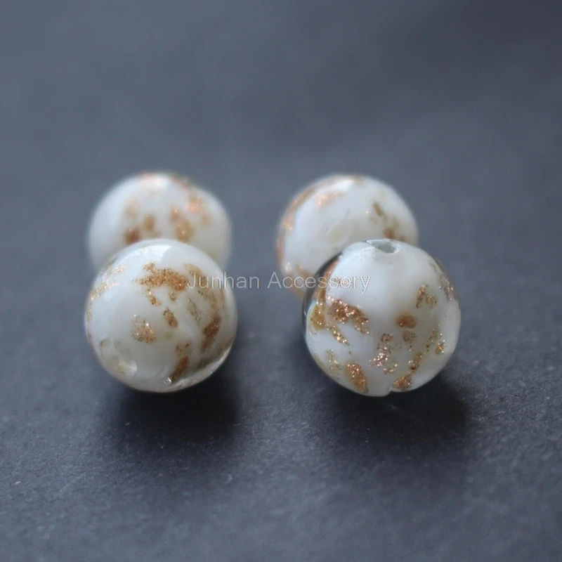 10Pcs/Lot 12mm Handmade Lampwork Beads White Color With Gold powder for jewelry making
10Pcs/Lot 12mm Handmade Lampwork Beads White Color With Gold powder for jewelry making