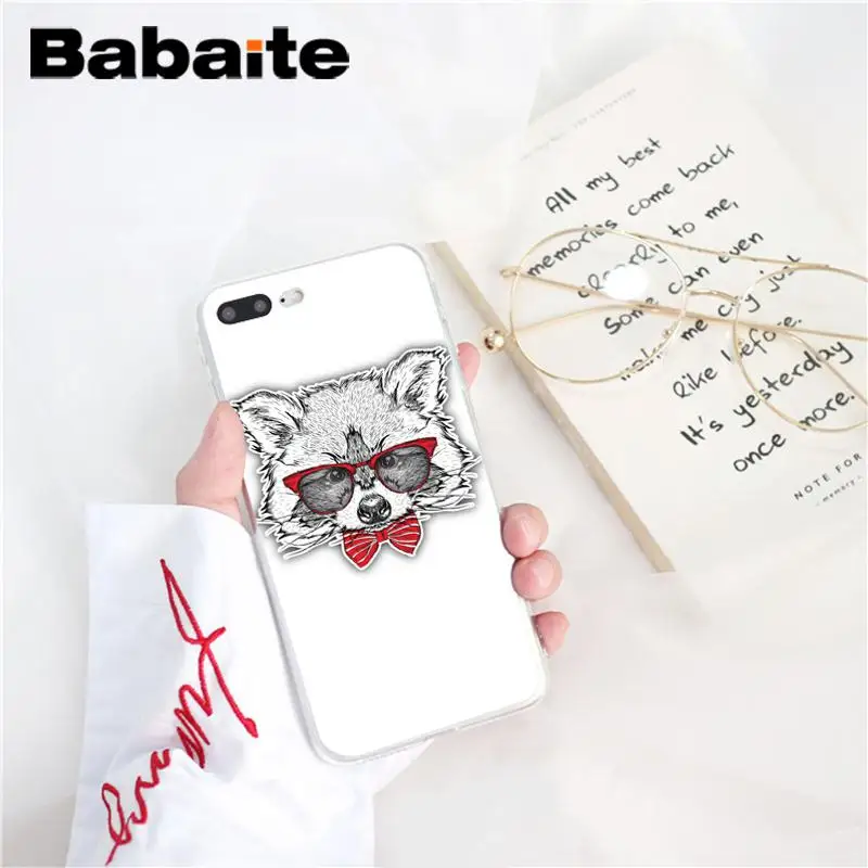 Babaite Raccoon Art DIY Luxury Phone Accessories Case for iPhone 5 5Sx 6 7 7plus 8 8Plus X XS MAX XR Fundas Capa