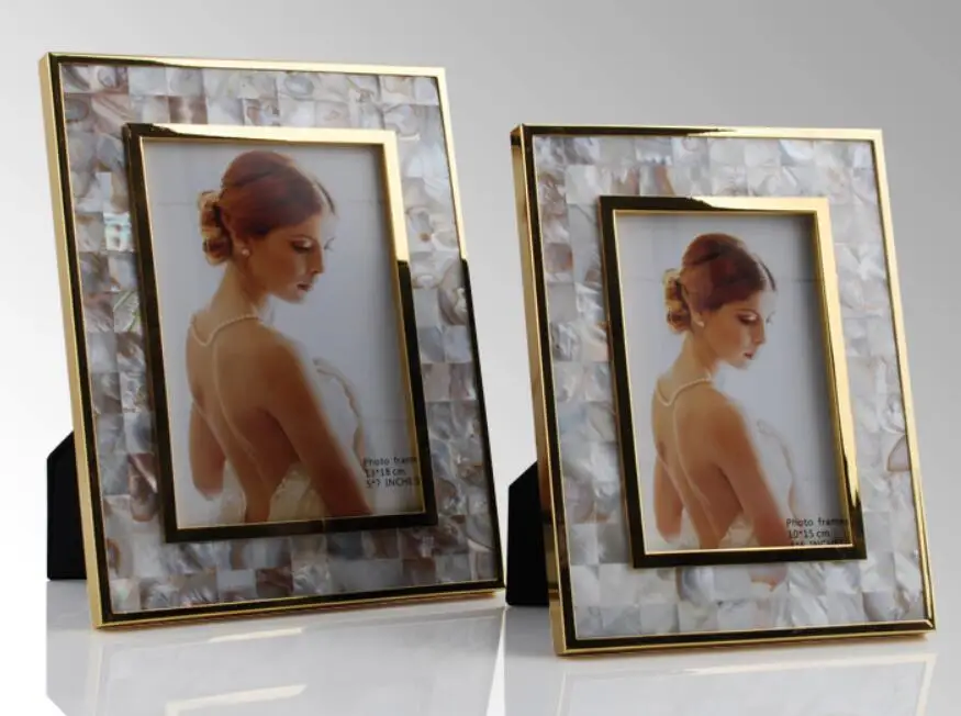 4*4 4*6 5*7 inch Gold Alloy Photo Frame with Brown Square Mother of Pearl Shell Picture Holder
4*4 4*6 5*7 inch Gold Alloy Photo Frame with Brown Square Mother of Pearl Shell Picture Holder