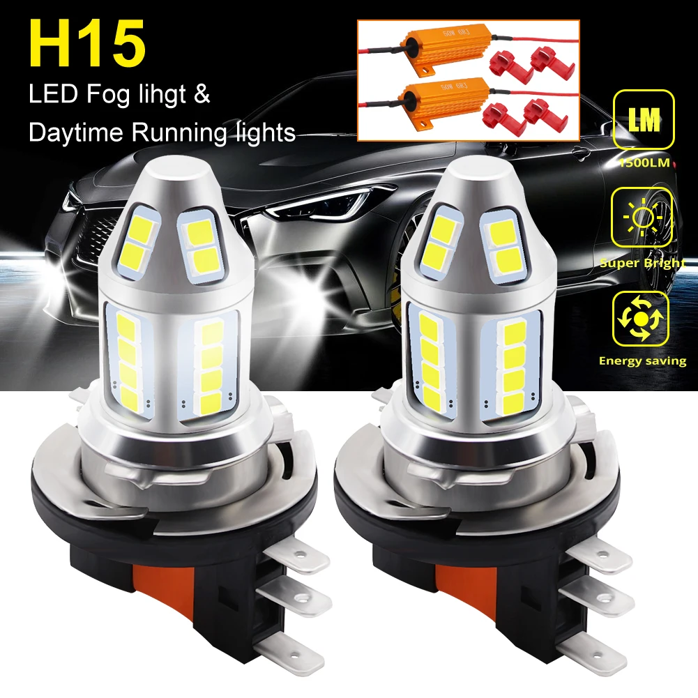 2pcs H15 LED Car Fog Lamp 150W with Decoder High Power 3030 30 Chip White Waterproof Auto Front Headlamp Fog Driving Lights 12V
2pcs H15 LED Car Fog Lamp 150W with Decoder High Power 3030 30 Chip White Waterproof Auto Front Headlamp Fog Driving Lights 12V