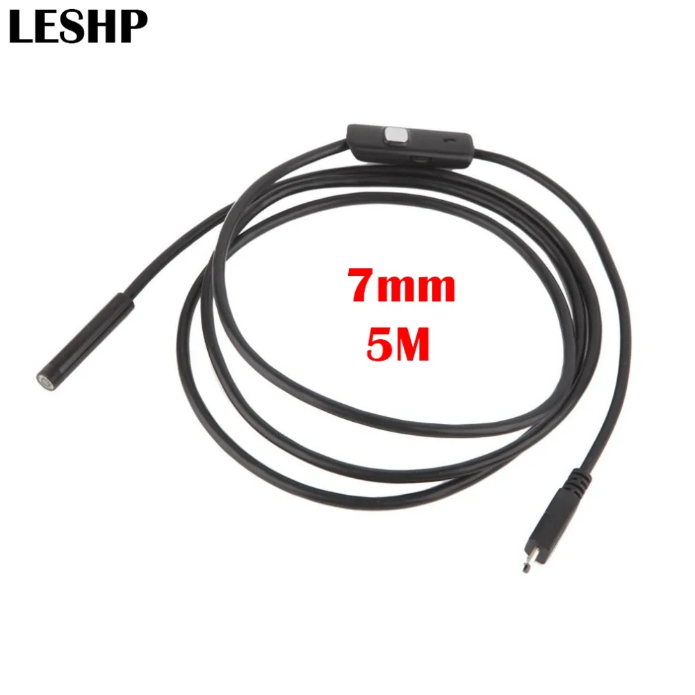 LESHP 6 LED 7mm Lens 5m Endoscope Camera Cable Waterproof Mini USB Inspection Borescope Camera For Android Endoscope PC
LESHP 6 LED 7mm Lens 5m Endoscope Camera Cable Waterproof Mini USB Inspection Borescope Camera For Android Endoscope PC