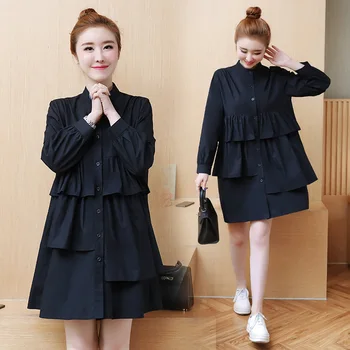 2019Spring Female loose long shirt Mandarin Collar Cascading Ruffles casual shirt dress cute flare tops plus size blouse 4XL 5XL
2019Spring Female loose long shirt Mandarin Collar Cascading Ruffles casual shirt dress cute flare tops plus size blouse 4XL 5XL