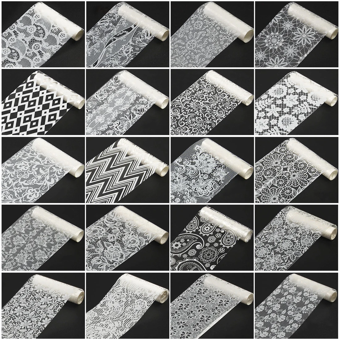 Beauty Tips Floral Series Pattern Black White Lace Nail Foils DIY Sexy Grace Gentle Nail Art Transfer Sticker 20PCS/Lot 20*4cm
Beauty Tips Floral Series Pattern Black White Lace Nail Foils DIY Sexy Grace Gentle Nail Art Transfer Sticker 20PCS/Lot 20*4cm