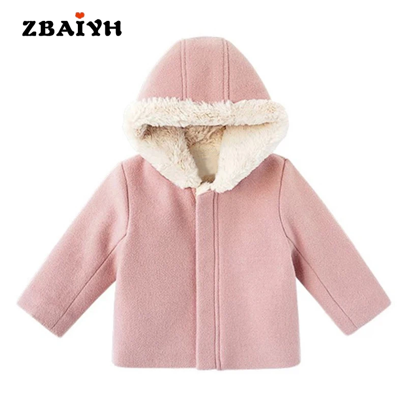 newborn baby girl winter clothes Suede fashion letter Hooded coat Thickening High Quality kids wool jacket children clothing |