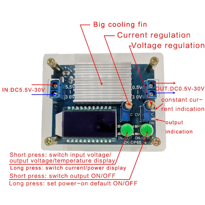 DC DC Automatic Boost/Buck Converter CC CV Power Module 0.5-30V 4A 35W Adjustable Regulated power supply Voltmeter ammeter
DC DC Automatic Boost/Buck Converter CC CV Power Module 0.5-30V 4A 35W Adjustable Regulated power supply Voltmeter ammeter