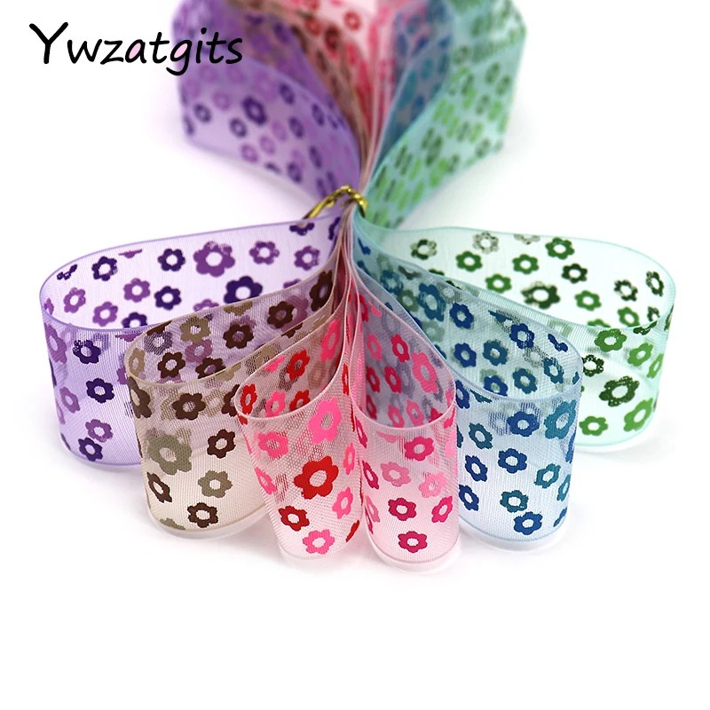 Ywzatgis 5y/6y лот 25 мм с цветочным принтом органза кружевные ленты DIY отделка шитье для