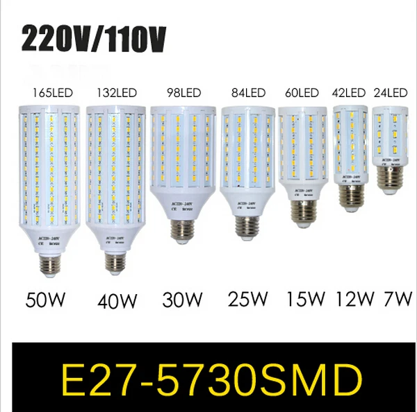 

E27 E14 5730 5630 SMD LED Corn Bulb AC 220V AC 110V 7W 12W 15W 25W 30W 40W 50W High Luminous Spotlight LED lamp light