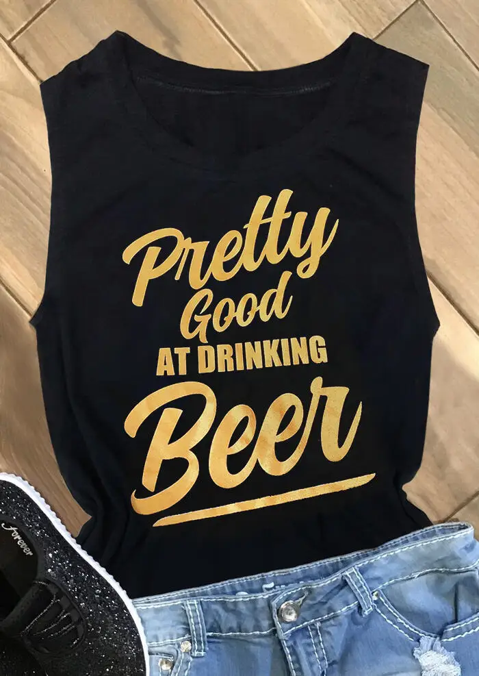 Women Pretty Good At Drinking Beer Tank Black Kawaii Cute Harajuku Sleeveless Vest Femme 90s trendy Festival Top camisas mujer
Women Pretty Good At Drinking Beer Tank Black Kawaii Cute Harajuku Sleeveless Vest Femme 90s trendy Festival Top camisas mujer