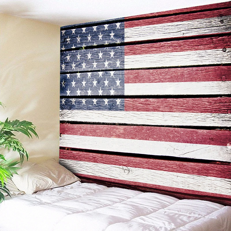 

Vintage Woodgrain American Flag Tapestry Wall Hanging Indian Bohemian Hippie Home Decor Big Wall Blanket Window Door Curtain