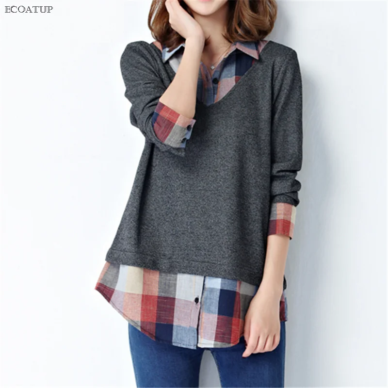 S-5XL Large Plus Size Blouse for Women 2019 Casual Long Sleeve Plaid Collar Patchwork Loose Tunics Tops Female Oversized Shirts
S-5XL Large Plus Size Blouse for Women 2019 Casual Long Sleeve Plaid Collar Patchwork Loose Tunics Tops Female Oversized Shirts