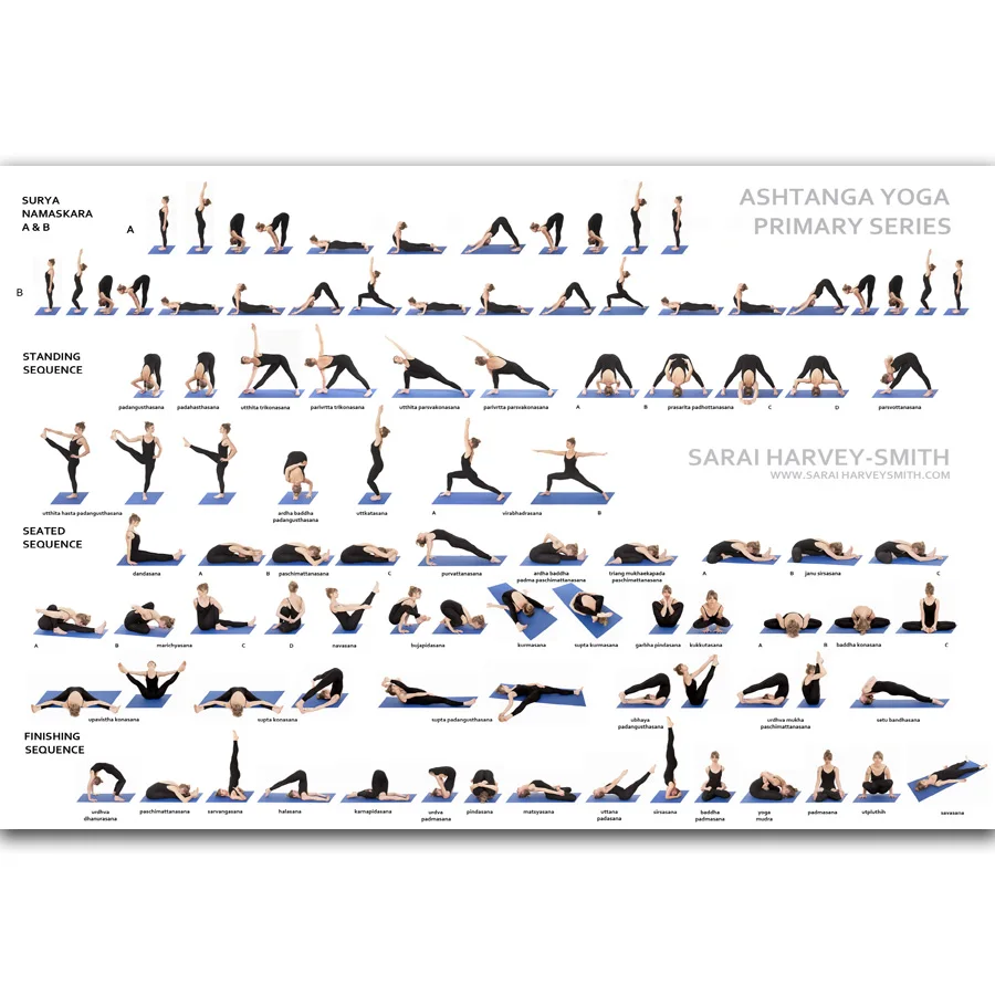 MQ2213 Yoga Ashtanga Pose Beginner Primary Namaskara Health Hot Art Poster Top Silk Light Canvas Home Decor Wall Picture Print