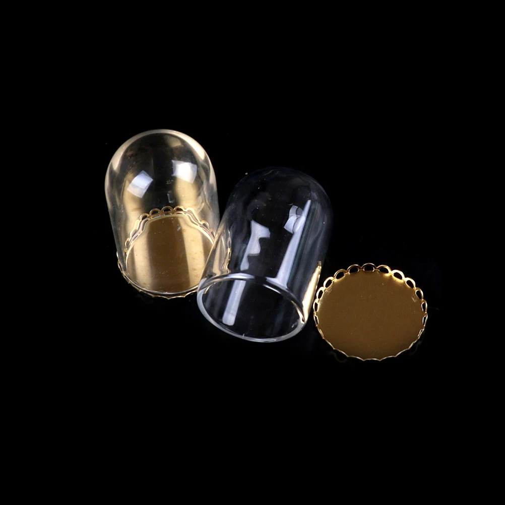 Newest 1:12 Scale Miniature Glass Display Bell Jar with Base Dollhouse Decoration Accessories 2Pcs/set
