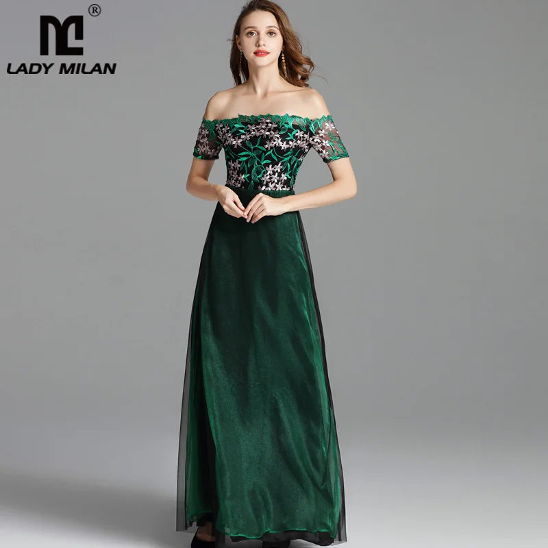 Lady Milan Women's Runway Dresses Slash Neckling Off the Shoulder Party Prom Embroidery Patchwork Sexy Long Desinger Dresses
Lady Milan Women's Runway Dresses Slash Neckling Off the Shoulder Party Prom Embroidery Patchwork Sexy Long Desinger Dresses