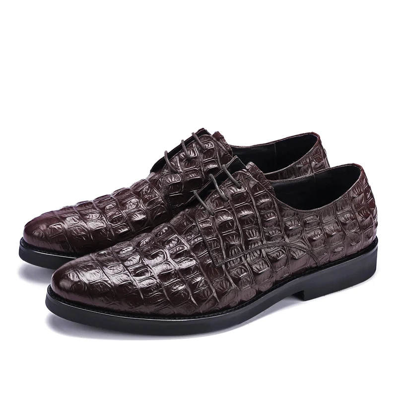 

US6-10 Brand New Crocodile Mens Genuine Leather Oxfords Business Man Lace Up Handmade Dress Wedding Shoes
