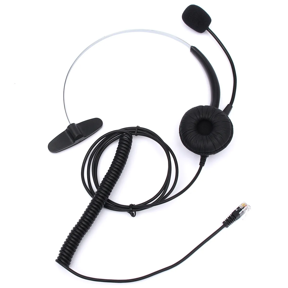 Image New ELEGIANT RJ11 Headset With Microphone Adjustable Metal Headband Telephone Noise Reduction Headphone For Office Call Center