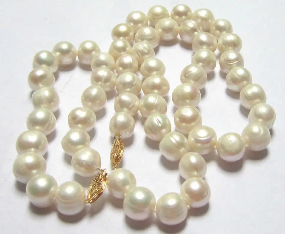 

AAA 11-13MM SOUTH SEA WHITE BAROQUE PEARL NECKLACE 18" BRACELET 8"925silver GOLD CLASP