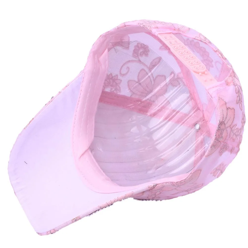 Female Lace Adjustable Baseball Cap Women Hat Summer Hip Hop Hat Cute Fashion Rhinestone Flower Cap