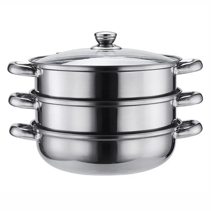 Mayitr Stainless Steel 3 Tier Steamer Induction Dim Sum Steam Steaming Pot Cookware For Home Kitchen Cooking Tools