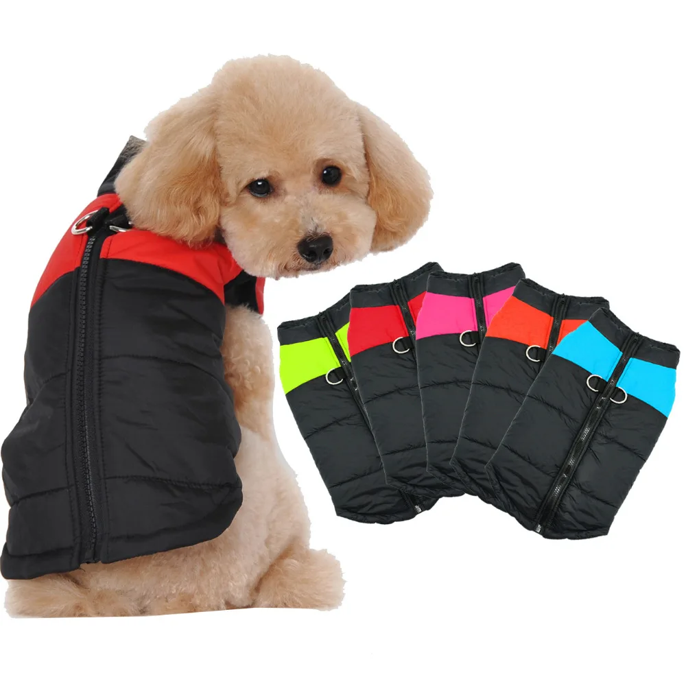 Image Warm Dog Clothes Winter Waterproof Padded Pet Dog Vest Jacket Coat With Zipper For Small Medium Dogs 4 Colors S M L XL