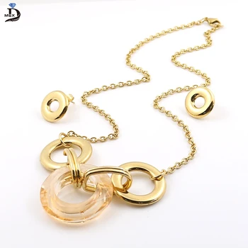 MSX New Triple Circles Round Stainless Steel Chain Necklaces Earrings Set For Woman Gold Color Round Pendants Jewelry Set
MSX New Triple Circles Round Stainless Steel Chain Necklaces Earrings Set For Woman Gold Color Round Pendants Jewelry Set