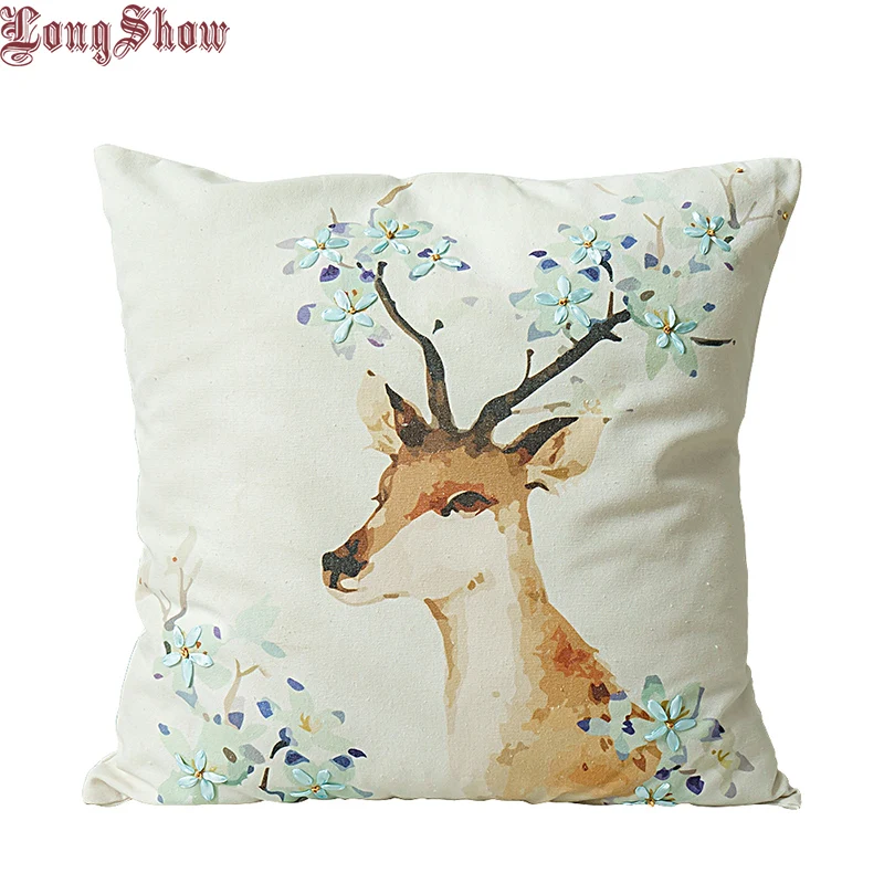Cute Creative Pastoral Style Sika Deer Sunflowers Hydrangea Ribbons Embroidered Cotton Linen Pillow Case
Cute Creative Pastoral Style Sika Deer Sunflowers Hydrangea Ribbons Embroidered Cotton Linen Pillow Case