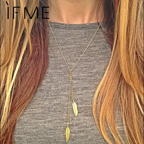 Фото IF ME новый винтажный стимпанк лист золотой цвет свитер цепь ожерелье длинные