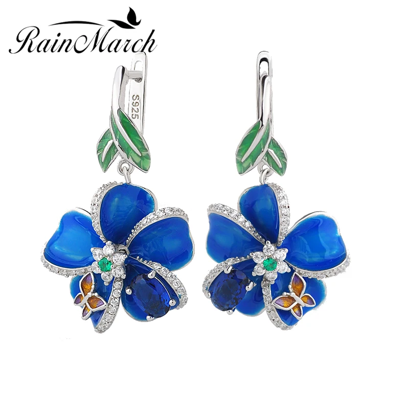 RainMarch Blue Enamel Flower Silver Earrings For Women Engagement 925 Sterling Silver Earring Handmade Wedding Party Jewelry
RainMarch Blue Enamel Flower Silver Earrings For Women Engagement 925 Sterling Silver Earring Handmade Wedding Party Jewelry