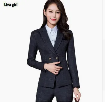 high quality Fashion Business women pants suit winter formal stripe long sleeve slim blazer and pants office lady work sets
high quality Fashion Business women pants suit winter formal stripe long sleeve slim blazer and pants office lady work sets