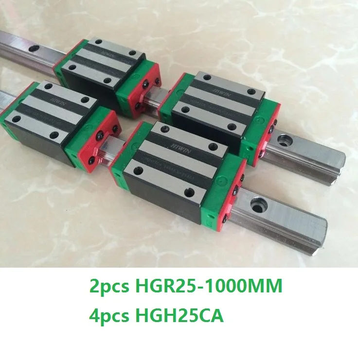 

2pcs 100% original Hiwin linear guide rail HGR25 -L 1000mm + 4pcs HGH25CA Or HGW25CA Linear Block Carriage For CNC HGW25CC
