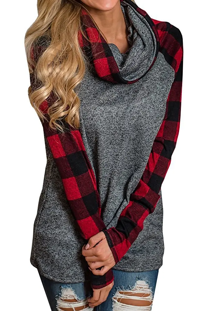 Nantersan Women Sweatshirts Large sized Cowl Neck Long Sleeve Raglan Shirt Plaid Loose Women Shirts
Nantersan Women Sweatshirts Large sized Cowl Neck Long Sleeve Raglan Shirt Plaid Loose Women Shirts