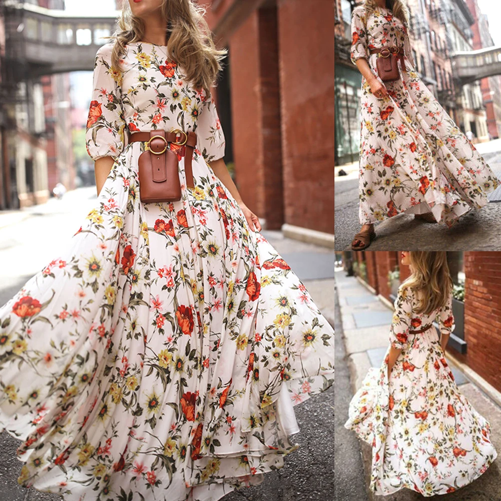 Women Summer Boho Long Maxi Dress Elegant Floral Printed Party Holiday Beach O-Neck Half Sleeve Big Swing Dress Sundress Robes
Women Summer Boho Long Maxi Dress Elegant Floral Printed Party Holiday Beach O-Neck Half Sleeve Big Swing Dress Sundress Robes
