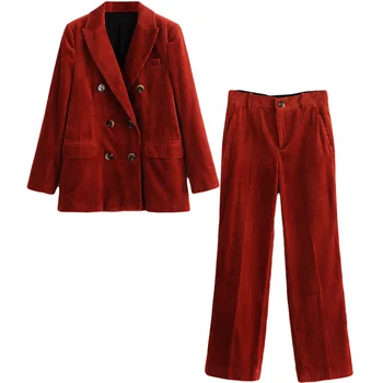 Woman Pant suits retro British style fashion trousers suit double-breasted corduroy Blazers jacket+casual Pants two-piece female
Woman Pant suits retro British style fashion trousers suit double-breasted corduroy Blazers jacket+casual Pants two-piece female