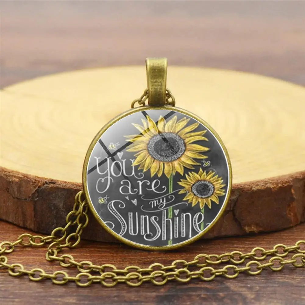 Vintage Necklace Sunflower You Are My Sunshine Cabochon Glass Pendant Chain Necklace for Women Jewelry Gifts Drop Shipping new
Vintage Necklace Sunflower You Are My Sunshine Cabochon Glass Pendant Chain Necklace for Women Jewelry Gifts Drop Shipping new