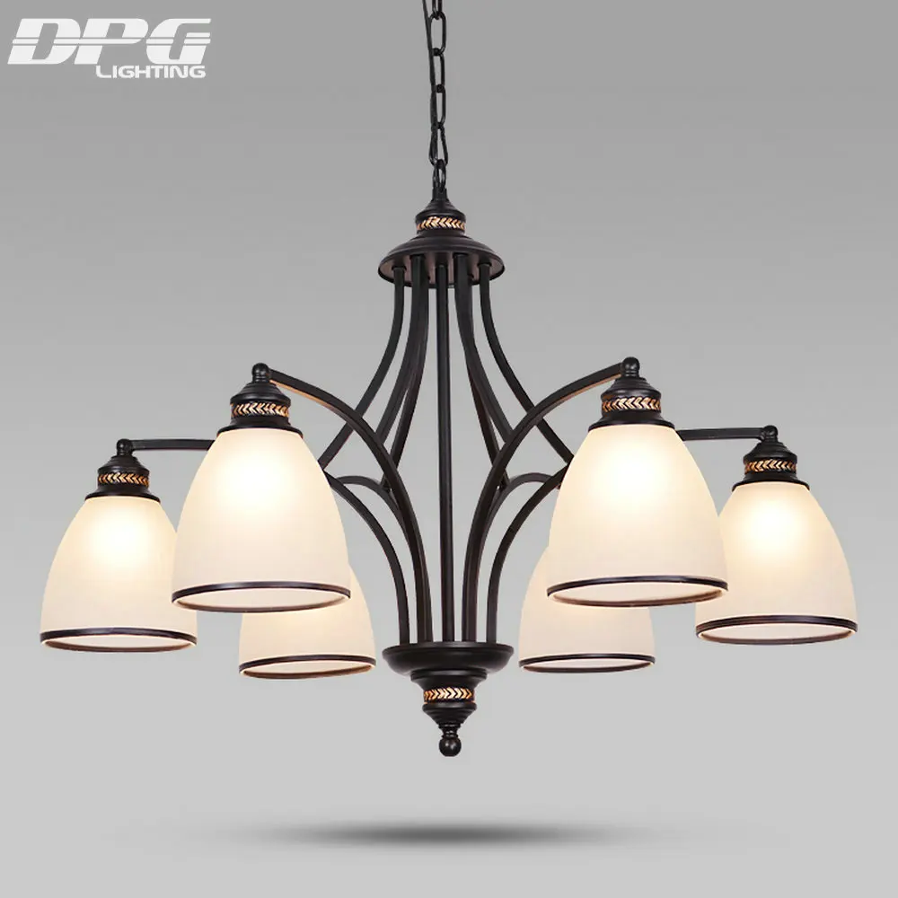 

Art Deco Modern Iron Glass Shade Chandeliers Fixtures E27 110v 220v Cottage chandeliers for dining room living room bedroom