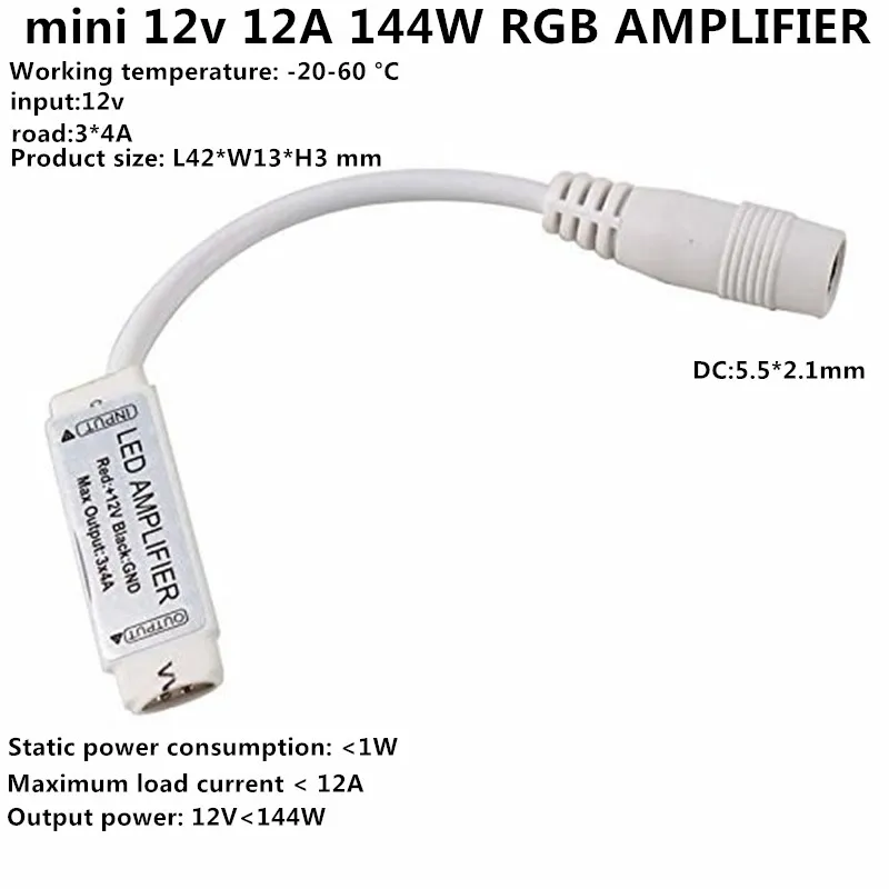 nes 1pcs Mini RGB LED Amplifier DC12v 3*4A 12A 144W For RGB 5050, 3528 led strip,
nes 1pcs Mini RGB LED Amplifier DC12v 3*4A 12A 144W For RGB 5050, 3528 led strip,