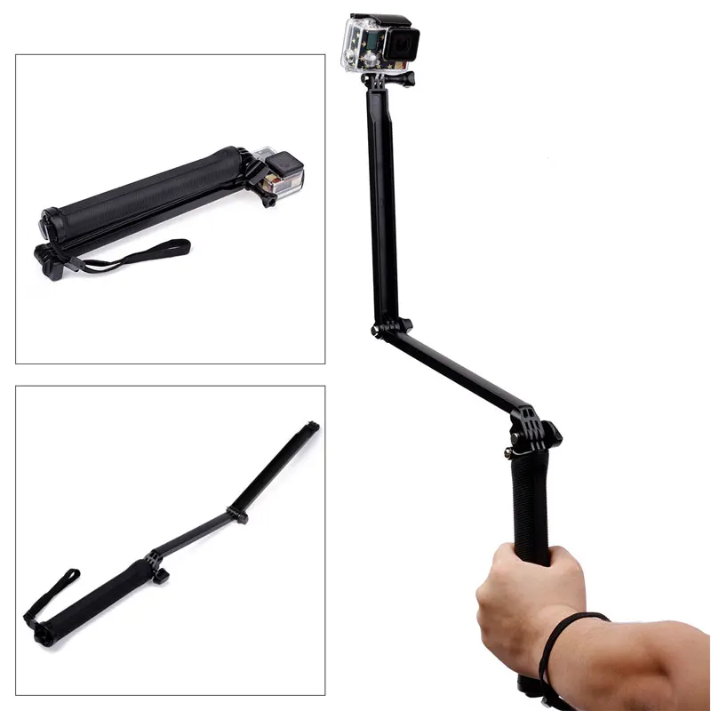 

3 Way Go Pro Tripod Monopod Extendable Selfie Stick for Gopro hero5 hero4 hero3 hero 5 4 5s 4s 3 sjcam sj4000 camera accessories