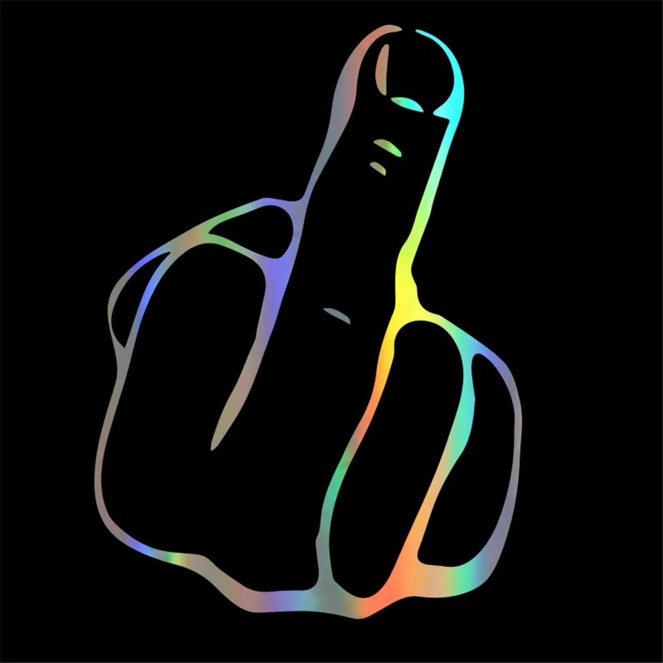 Cunymagos Middle Finger Cartoon Vinyl Car-Styling Car Sticker Car Body Window Wall Decal Vinyl reflective sticker Car Styling 18cm13cm (9)