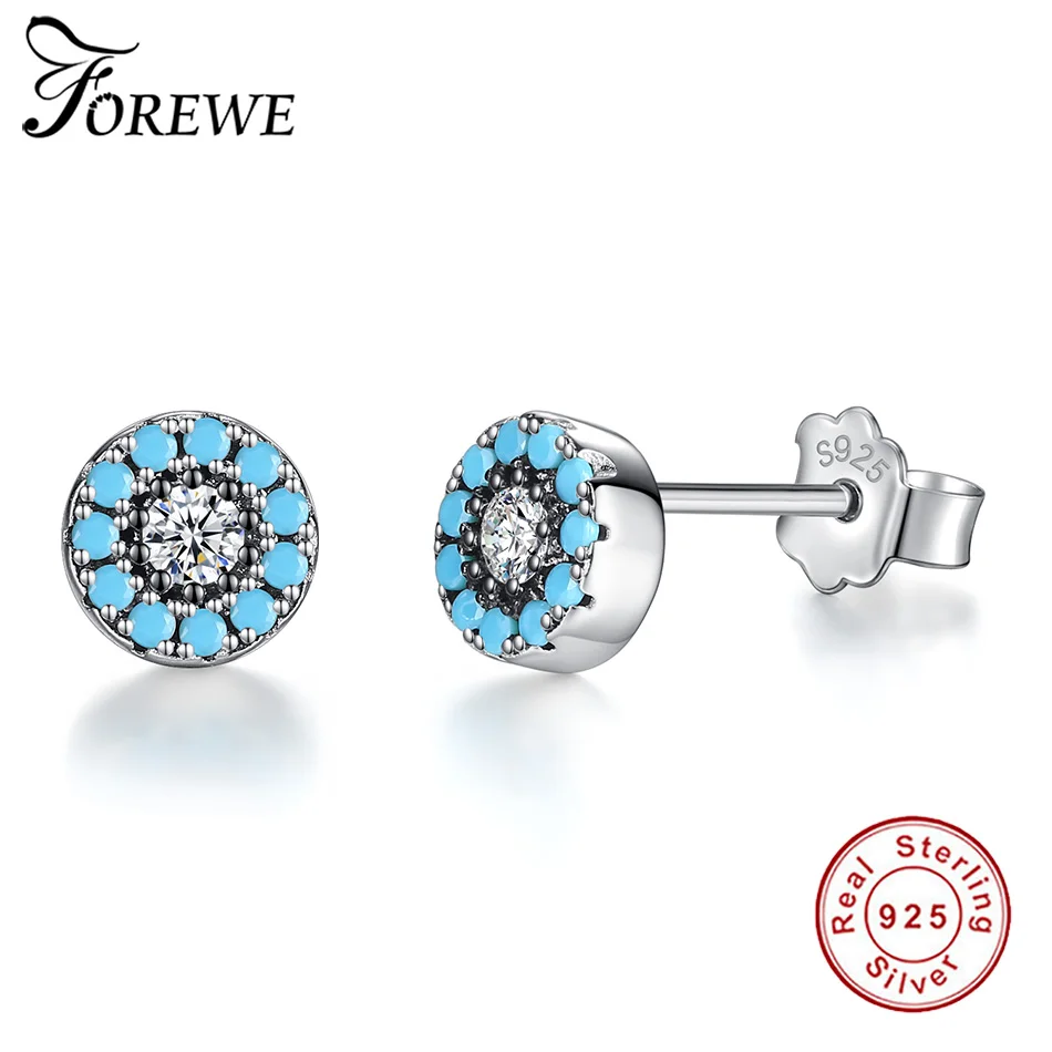 FOREWE Genuine 925 Sterling Silver Blue Eye Stud Earrings for Women Round Clear Crystal Earrings Silver 925 Jewelry Gift
FOREWE Genuine 925 Sterling Silver Blue Eye Stud Earrings for Women Round Clear Crystal Earrings Silver 925 Jewelry Gift
