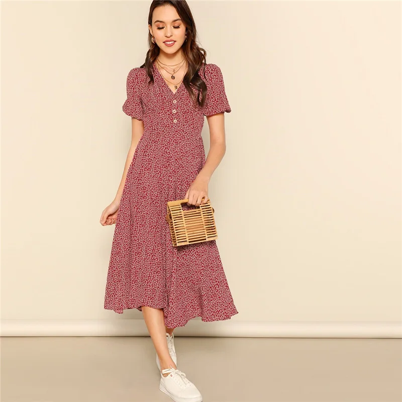 Floral Print Dress 2019 Short Sleeve V Neck Ruffle Long Dresses Casual Summer Dress Slim Lace Up Tunic Vintage Elegant Dress
Floral Print Dress 2019 Short Sleeve V Neck Ruffle Long Dresses Casual Summer Dress Slim Lace Up Tunic Vintage Elegant Dress