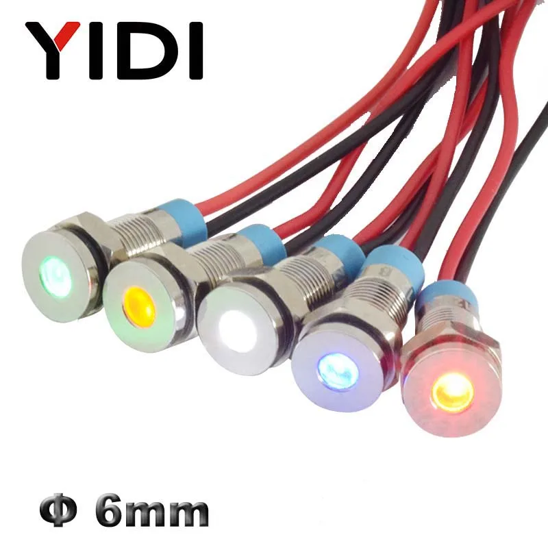 6mm Chrome Metal 12V 24V 110V 220V LED Indicator Light Pilot Lamp Red Green Blue White Yellow Panel Mounted Wire Signal Lamp
6mm Chrome Metal 12V 24V 110V 220V LED Indicator Light Pilot Lamp Red Green Blue White Yellow Panel Mounted Wire Signal Lamp