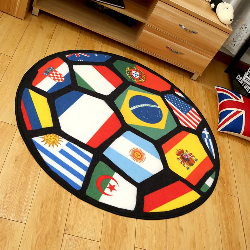 Image Carpet living room round coffee table bedroom study round World Cup personalized fashion creative football fans carpet round